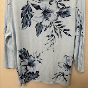 Style & Co. Baby blue floral 3/4 Sleeve sweater Blouse nwt